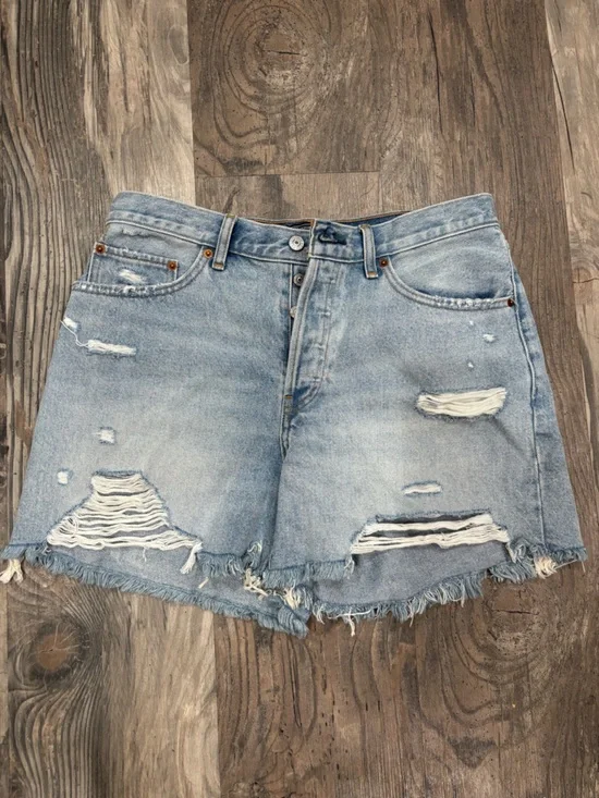 NWOT Abercrombie & Fitch Light Blue Distressed Denim Shorts - Picture 1 of 5
